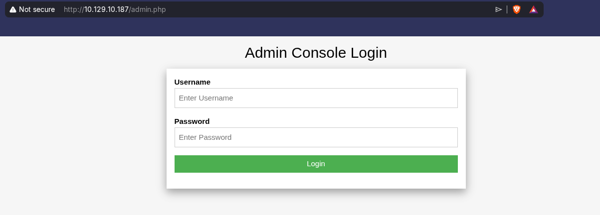 Admin Panel discovered with Gobuster