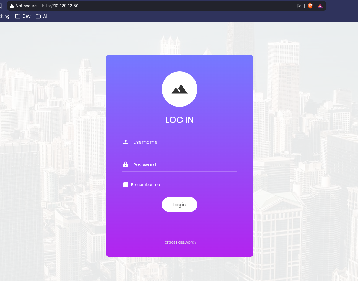 Login panel